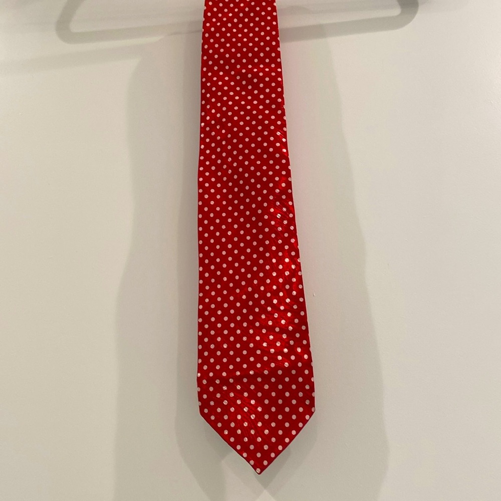 Red and white polka dot vintage tie